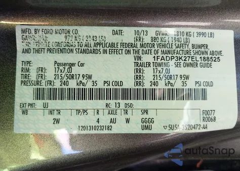 2014 Ford Focus Se из США, поврежденный, VIN 1FADP3K27EL188525